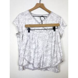 Garnett Hill Asian Wrap Floral Pajama Set White Sz Large